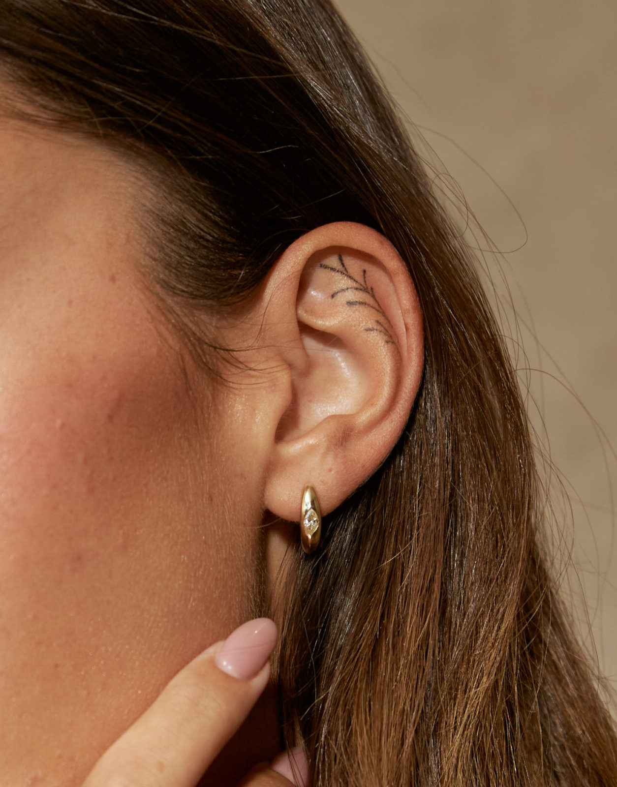 Gold Hoop Earrings With Marquise