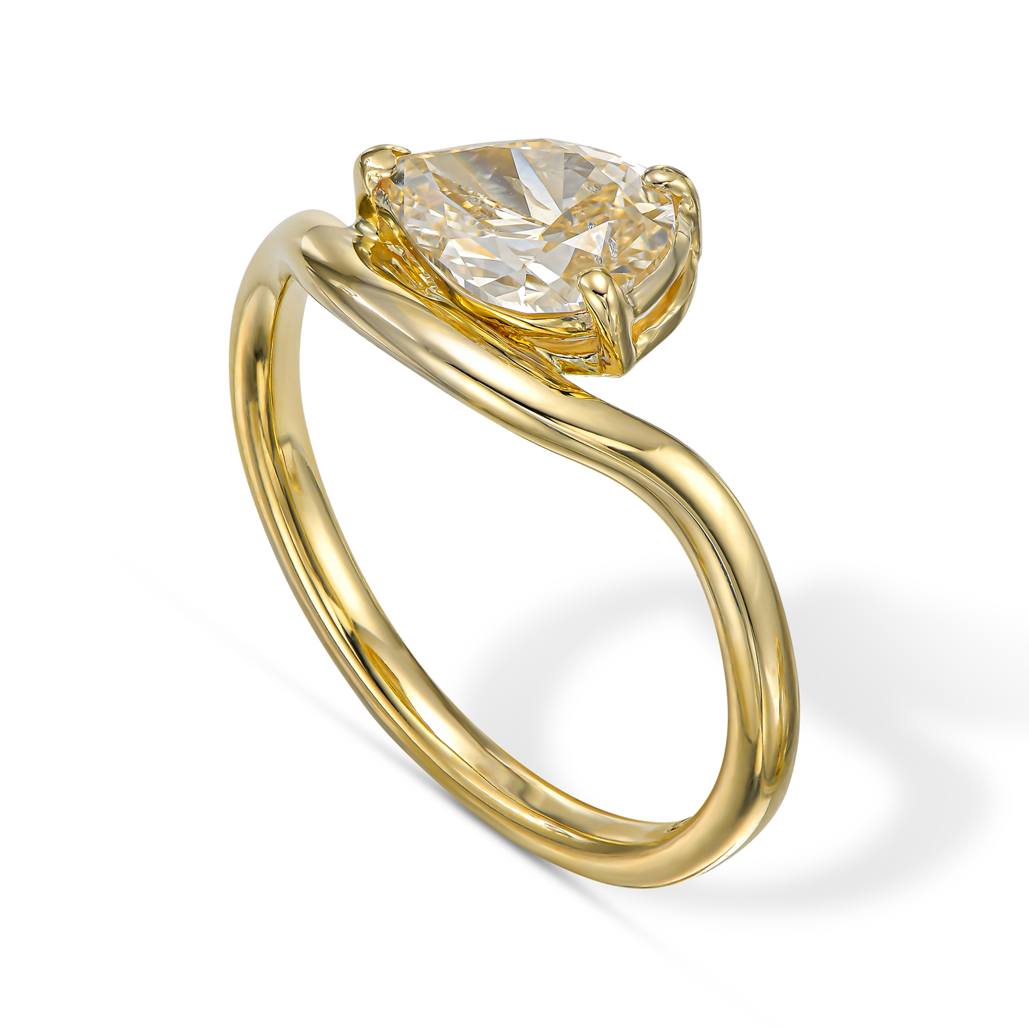 Pear Cut Diamond Wavy Ring