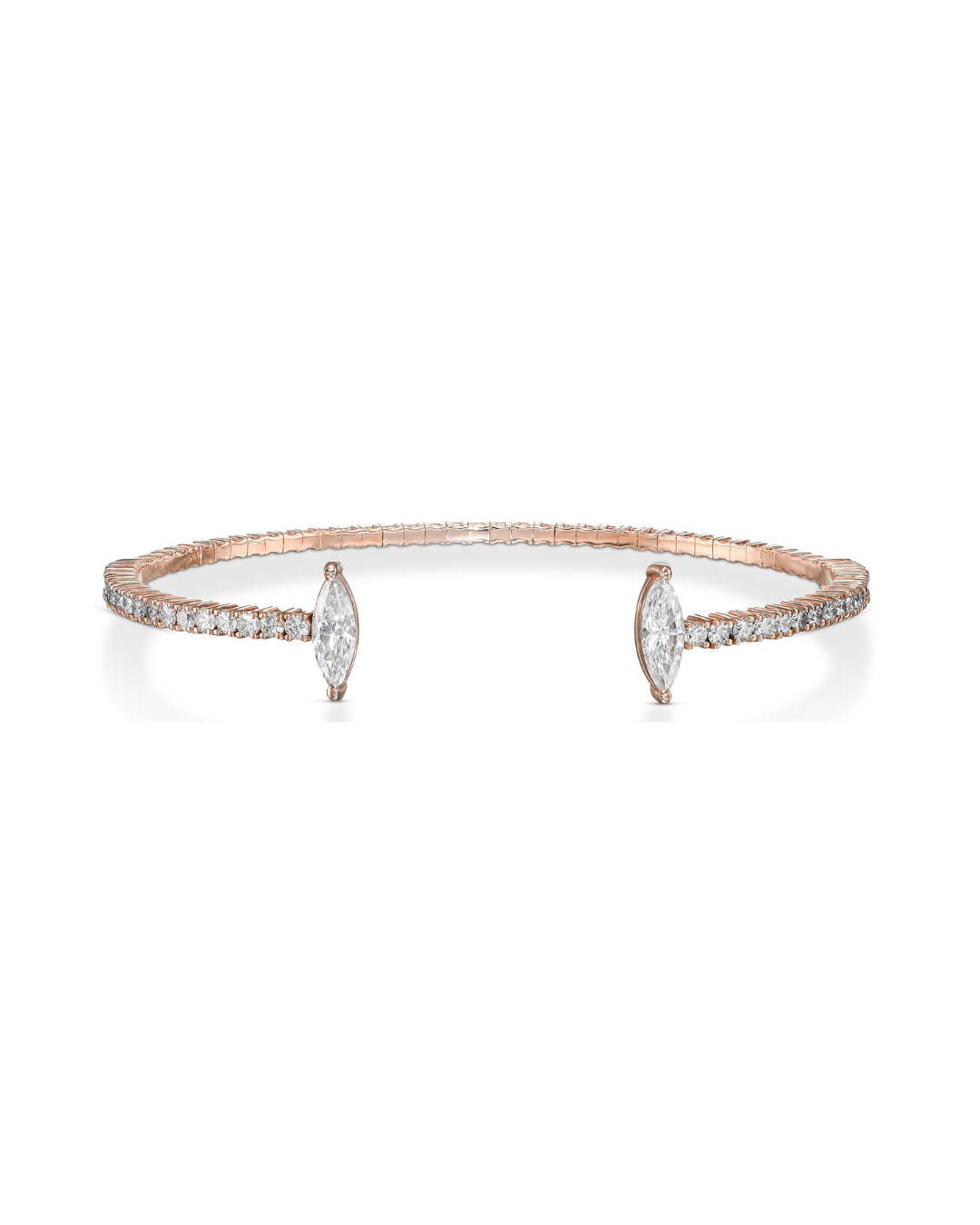 Flexible Bangle Bracelet With Marquise Diamonds