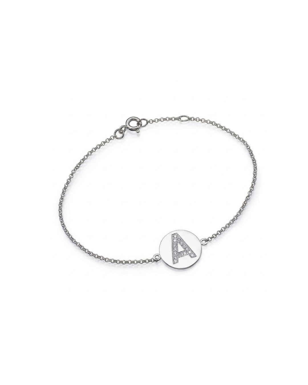 Diamond Letter Disc Bracelet
